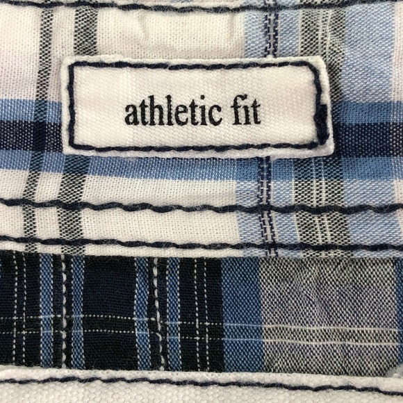 BKE Mens L Blue White Plaid Athletic Fit Long Sleeve Button Up Shirt - Picture 4 of 11